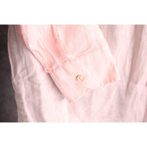 Vilebrequin Men's Casual Long Sleeves Shirts Size XL Pink 100% Linen - Picture 7 of 11